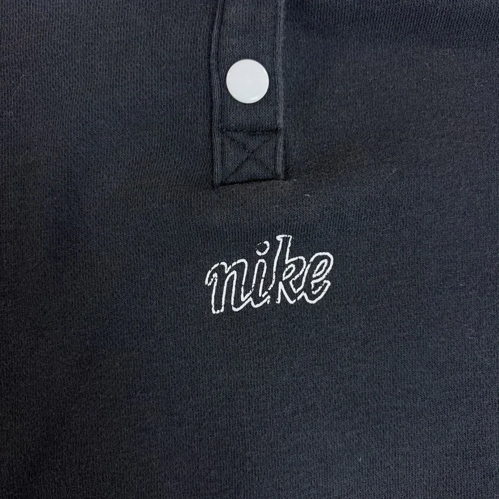 Nike Sweatshirt Womens XL Black Cropped Quarter Snap Mock Neck Piping Pullover